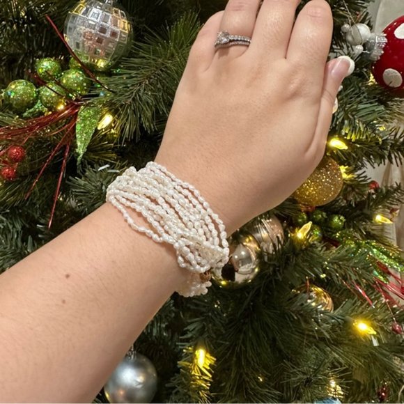 Harber Co | Antique 14k solid gold multiple strand Rice Pearl Bracelet - Picture 1 of 9